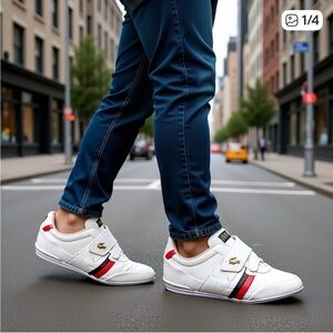 Lacoste White and Red Men's Sneakers